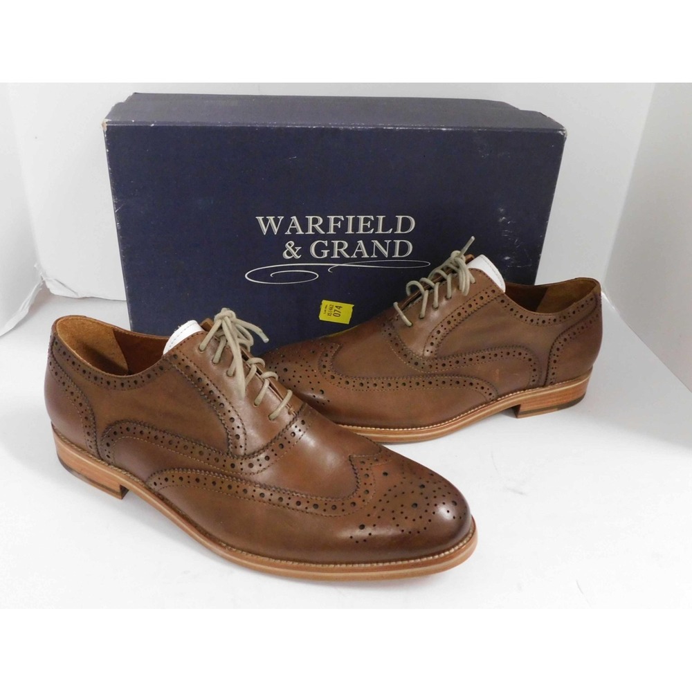 Warfield & Grand Roy 63606 Wingtip Dress Shoes Cognac White sz 10.5 M NEW w/Box